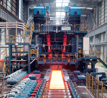 One of a total of three hot strip coils of the new high-performance hot strip mill from HBIS Laoting. The first hot strip was wound here on August 8, 2020. © SMS Group