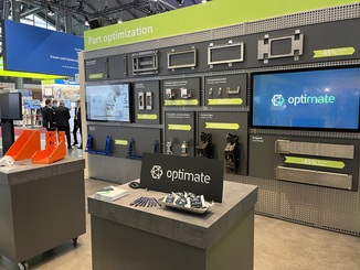 Before - after: With real examples of improved sheet metal part designs, Optimate made the advantages of its digital component optimization tangible at the Blechexpo. © Optimate