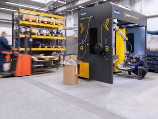 Schulz Fördersysteme relies on the easy-to-operate Cobot WeldSpace 4.0 from Demmeler for automated welding. © Demmeler