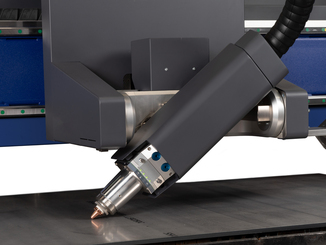 Die speziell für den Laserprozess entwickelte Faseneinheit Bevel-U ermöglicht Fasen im Werkstück zwischen -50° und +50°. © Messer Cutting Systems