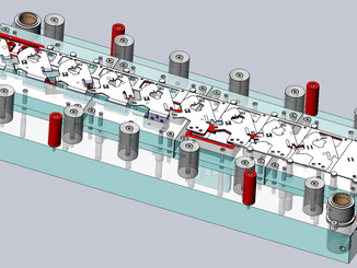 Simulation der Audi Q5-Komponente: Unterteil des Werkzeugs mit Streifen. © LAS