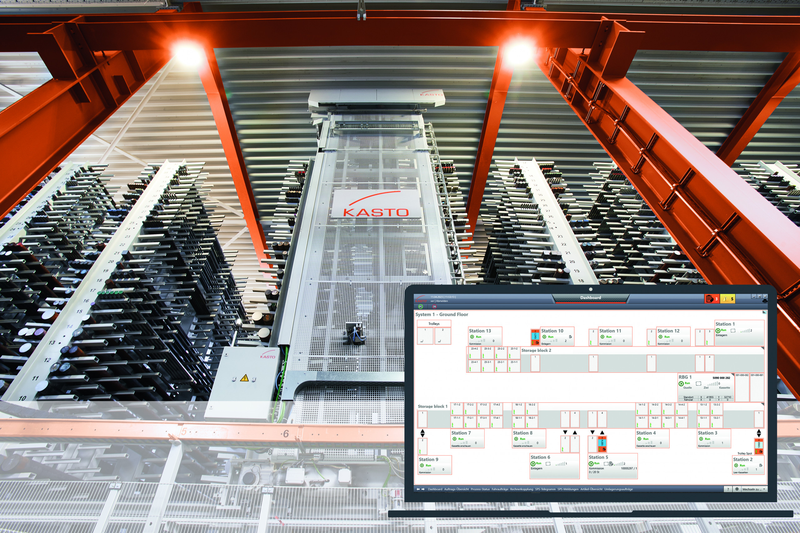 The WMS Kastologic is part of Kasto's digitization world, which can be experienced live in the SmartSolutions Corner at Emo. © Kasto Maschinenbau GmbH & Co. KG