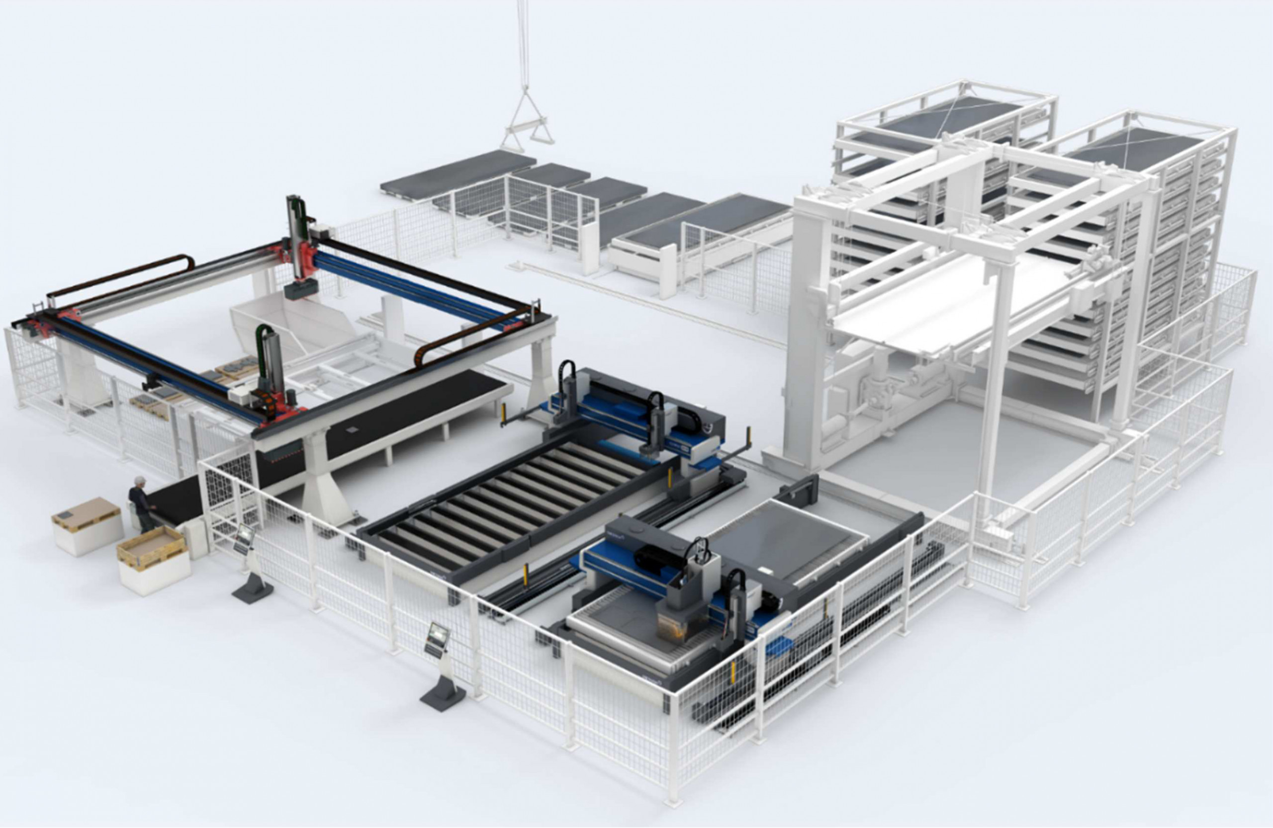 The modular material handling solutions from Messer Cutting Systems, which can be configured to customer requirements, offer the user a high level of machine utilization. © Messer Cutting Systems