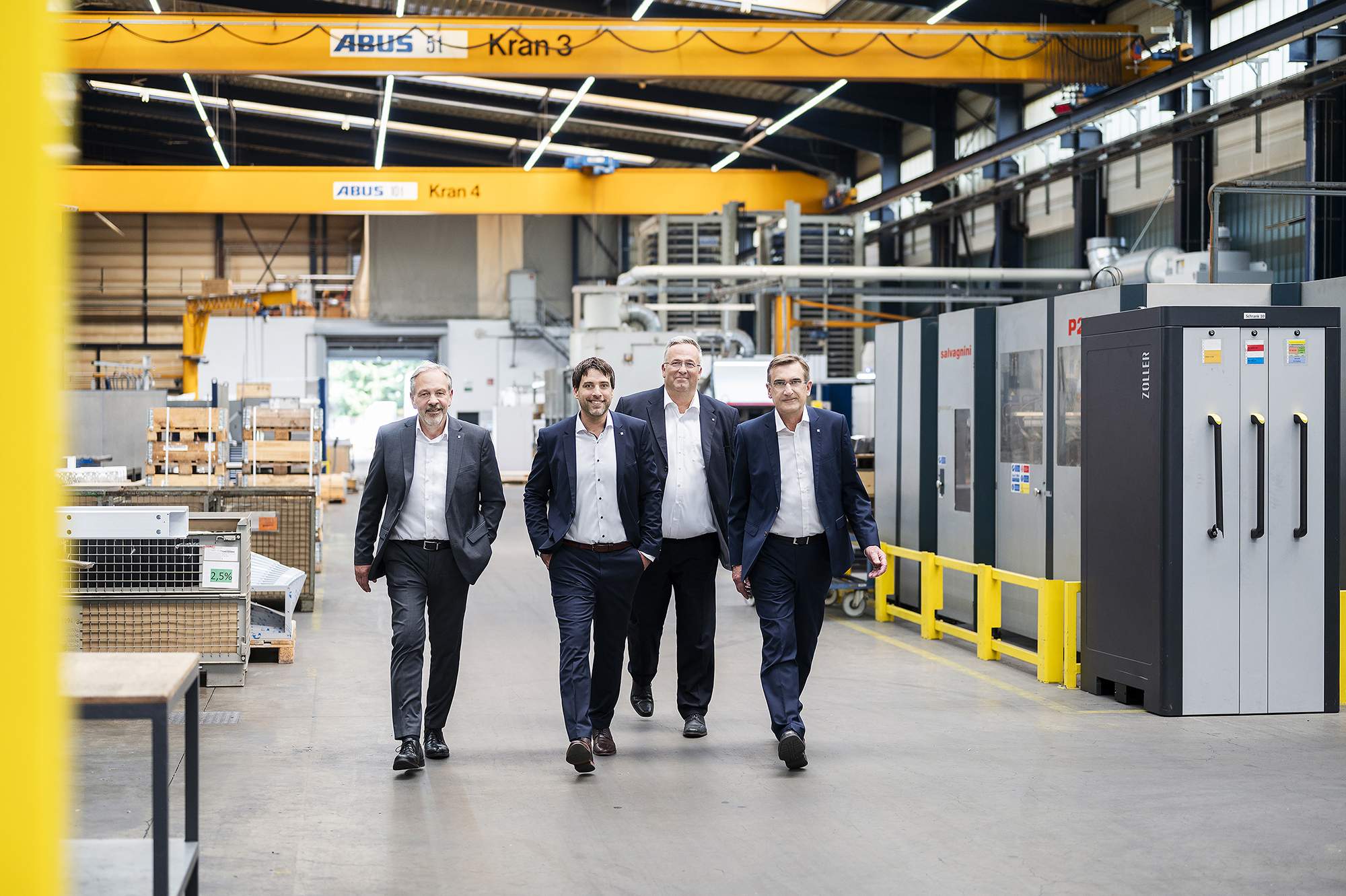 The management team consisting of (from left to right) authorized signatory and sales manager Frank Niedermaier, managing director duo Kai Klenk and Achim Hinterkopf as well as authorized signatory and production manager Lothar Weber ensure that H.P. Kaysser is first and foremost a service provider for production-oriented solutions, which then uses the production capacity of a high-performance machine park and highly qualified personnel to reliably and reliably manufacture the resulting products in the desired quantities. © H.P. Kaysser