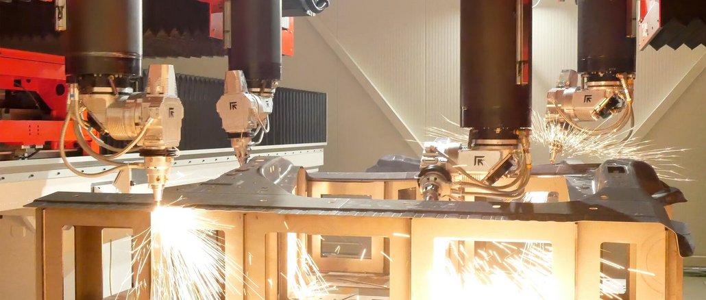 Das Herzstück von Giga Laser Next ist eine einzigartige Konfiguration von vier synchronisierten Laserköpfen, die gleichzeitig an demselben Teil arbeiten. © Prima Power