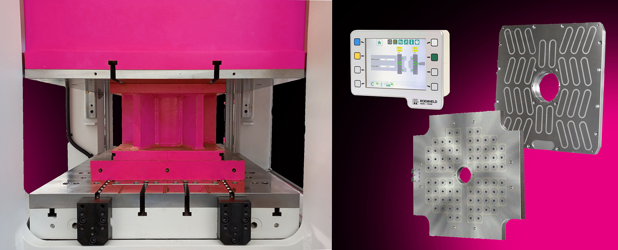 The new R-MAG-M magnetic clamping system for sheet metal forming with integrated clamping force display, modern touch panel and interchangeable magnetic poles © Roemheld