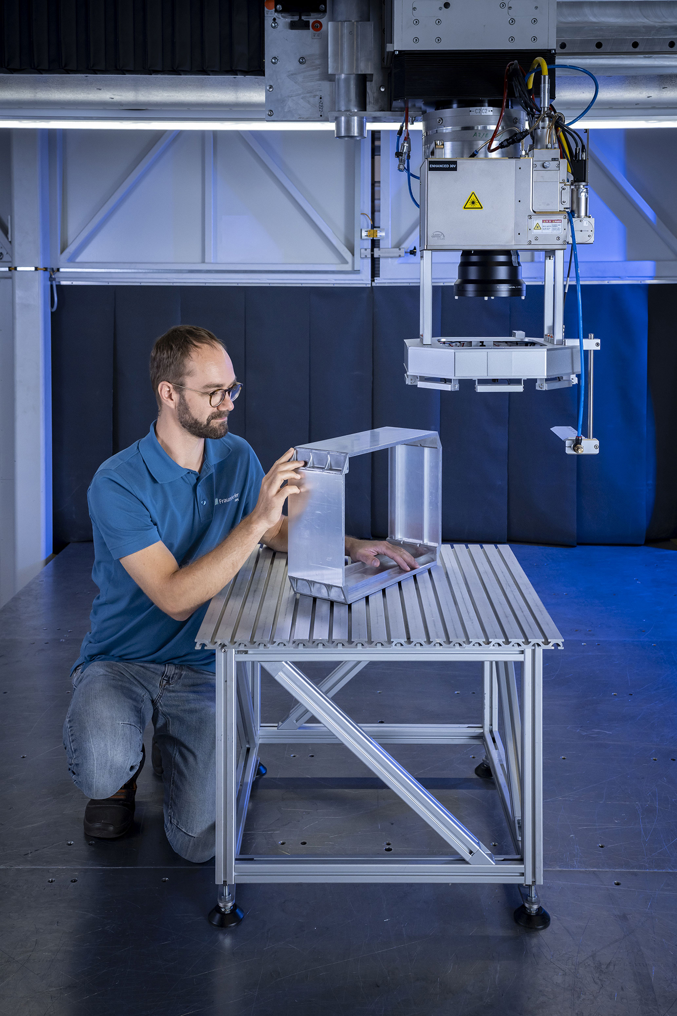 Laser-welded aluminum battery housing on a component scale: combines die-cast parts with extruded profiles in lightweight construction. René Jungnickel/Fraunhofer IWS 