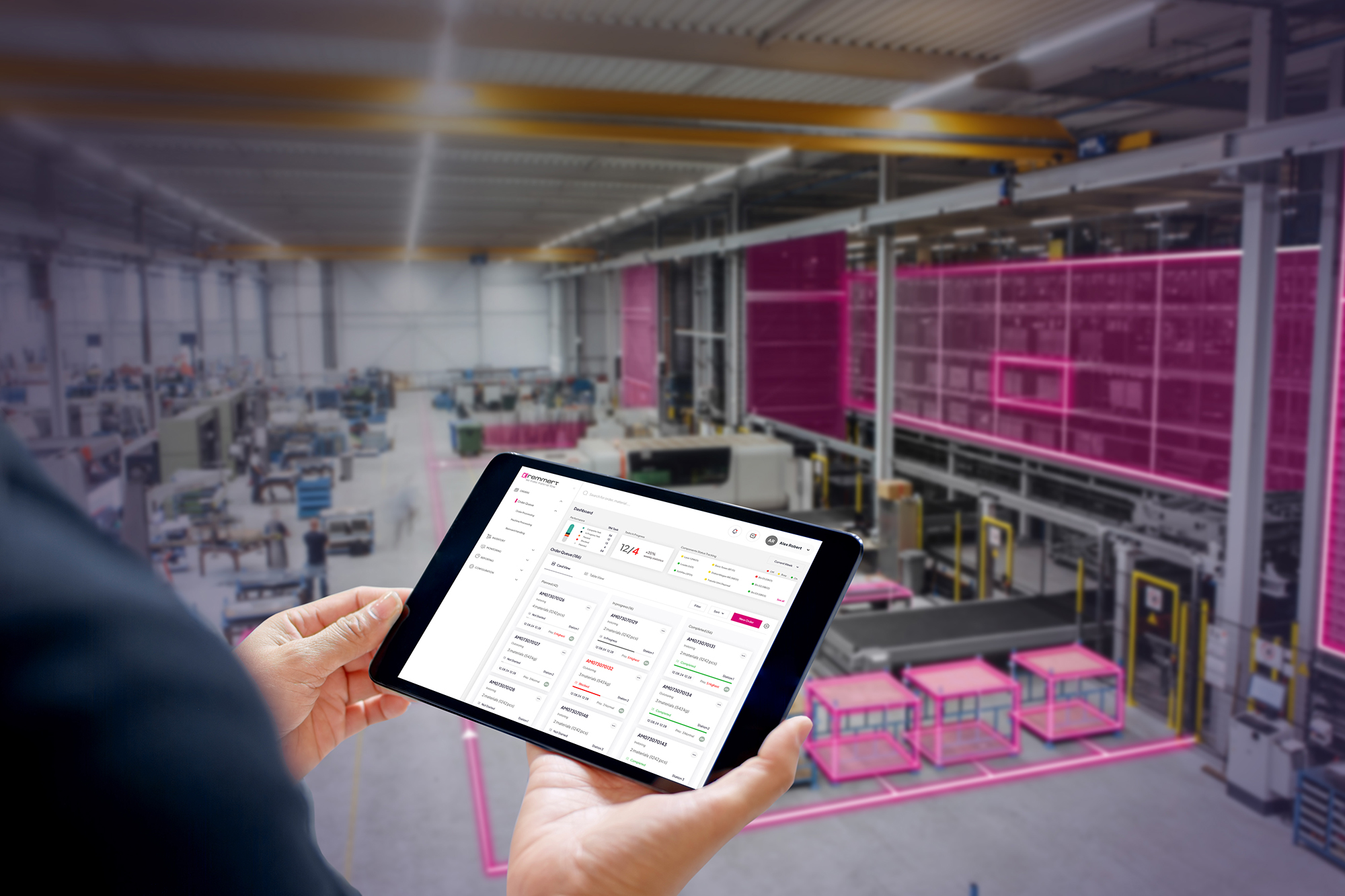 In addition to the integrated material flow control, the new warehouse management system from Remmert offers numerous other functions that are displayed in a user-friendly way on every screen, from the monitor to the handheld. © Remmert