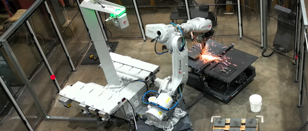 Das System verarbeitet schwere Bleche bis zu 200 kg vollautomatisch, ohne Programmierung oder Teaching. © Teqram