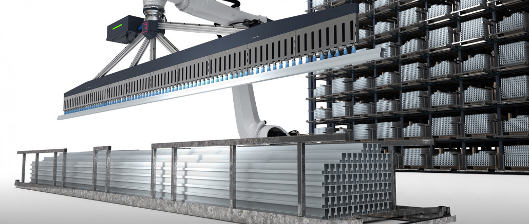 Zusammen mit dem Fraunhofer IOSB-INA hat Remmert ein Robotersystem zum Vereinzeln von Langgütern bis 300 kg entwickelt. © Remmert