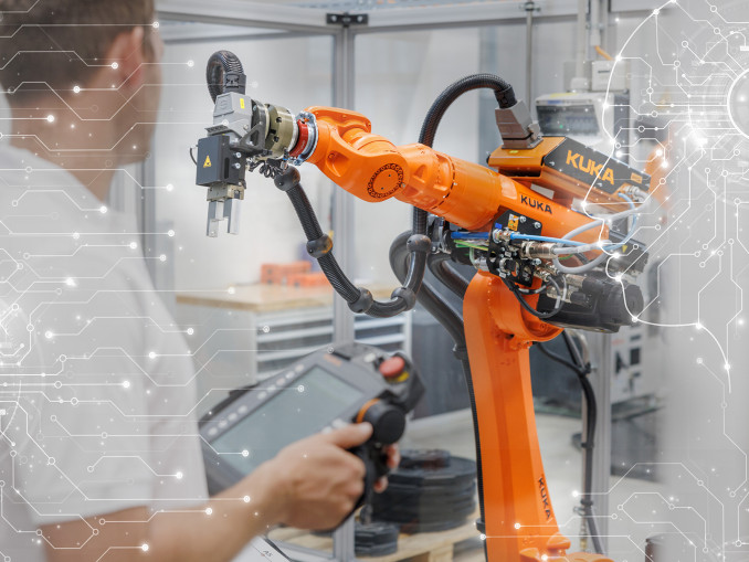 Roboter werden von programmierbaren Maschinen zu intelligenten Kollaborateuren, die lernen, sich anpassen und sicher Seite an Seite mit Menschen. © Kuka