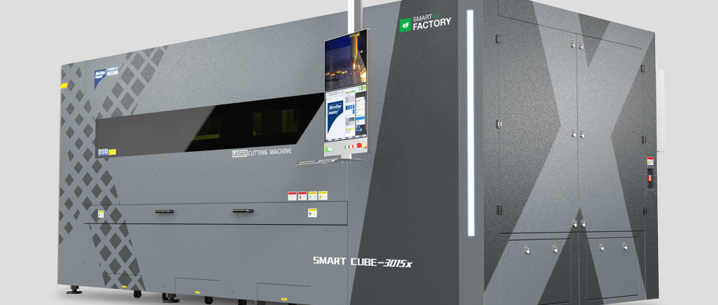 The Smart Cube X 2D laser cutting machine is the smallest system in the series and offers laser outputs of up to 12 kW. © Microstep