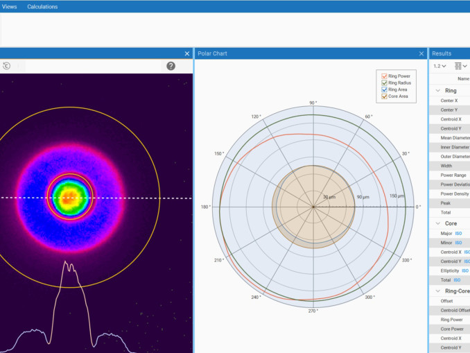 Die Ophir BeamGage Ring-Core Software von MKS analysiert ein Strahlprofil .... © Ophir Spiricon Europe