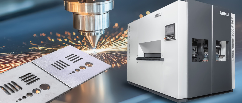 Machining fiber laser parts often presents a particular challenge—Arku has developed the Edgebreaker 3000 Fiber to address this. © Arku Maschinenbau