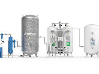The combination of a nitrogen generator and the H₂KAT hydrogen catalyst in the Laserpack provides high-purity nitrogen from ambient air. © Boge